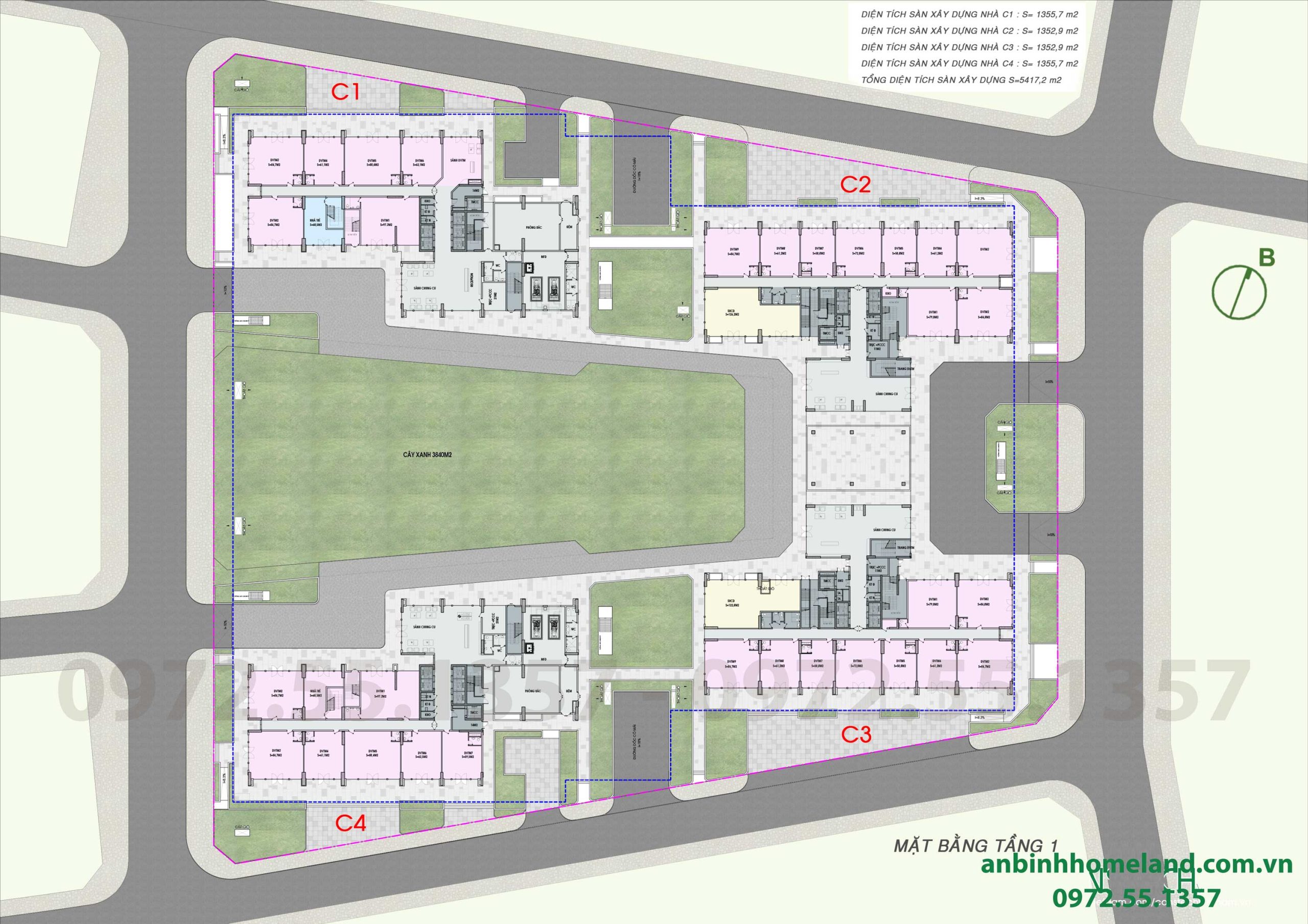 Mặt Bàng Tầng 1 An Bình Homeland